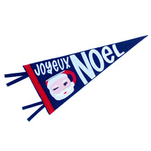 Load image into Gallery viewer, Retro Santa Pennant that says "Joyeux Noel" on a white background