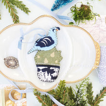 Load image into Gallery viewer, Partridge in a pear tree ornament in a flat lay, sitting in a tray