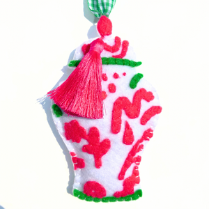 Chinoiserie Temple Jar Ornament | Pink / Green
