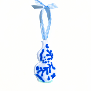 Chinoiserie Double Gourd Vase Ornament | Bright Blue