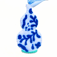 Load image into Gallery viewer, Chinoiserie Double Gourd Vase Ornament | Bright Blue