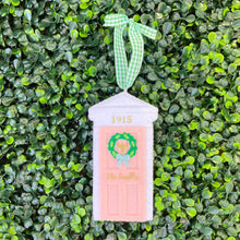 Load image into Gallery viewer, Pink Felt Front Door Ornament on Greenery