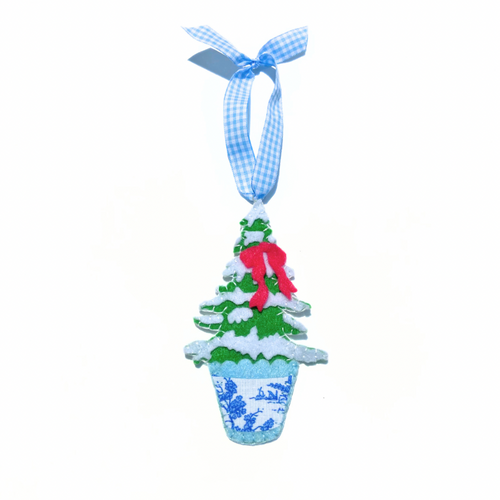 Chinoiserie Potted Christmas Tree Ornament | Stylin Brunette x Lemon House Design