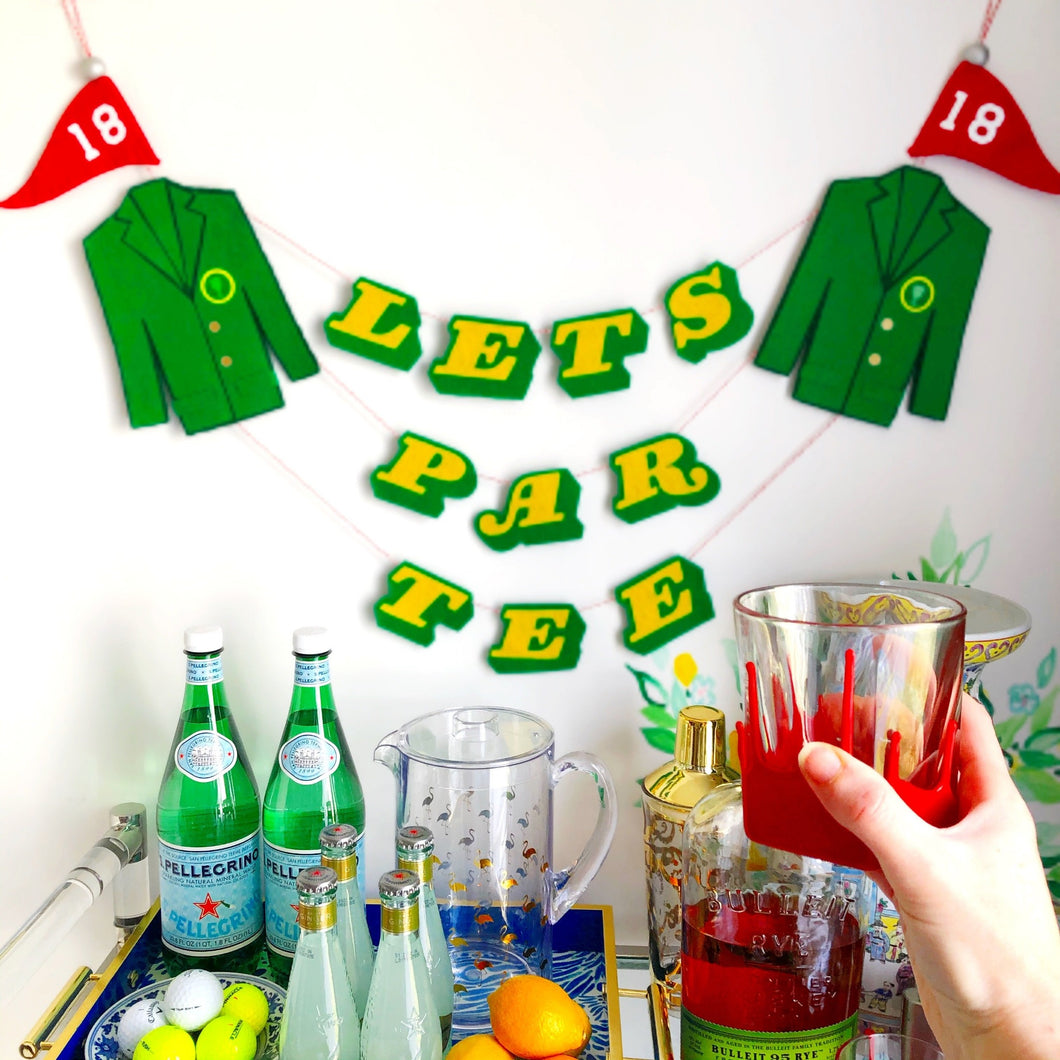 Let's Par Tee Masters Golf Party Garland Styled with Drink