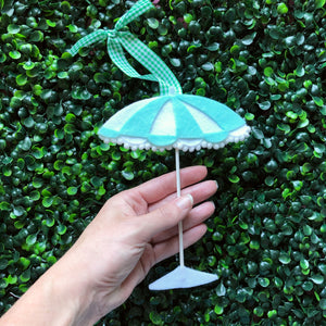 Preppy Patio Umbrella Ornament - Aqua