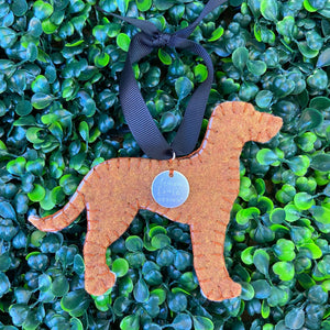 Back of Felt Foxhound Ornament
