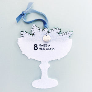 Eight Maids a Milk Glass Ornament | Grandmillennial 12 Days of Christmas