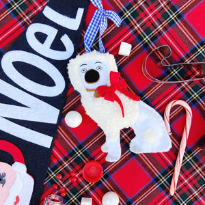 Flat Lay with Staffordshire poodle ornament 