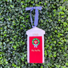 Load image into Gallery viewer, Red felt Front Door Ornament on Greenery
