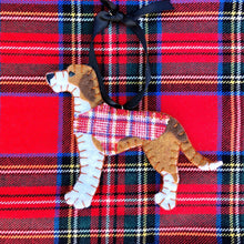 Load image into Gallery viewer, Felt Foxhounf Ornament on a Plaid Background