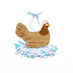 French Hen ornament on a white background